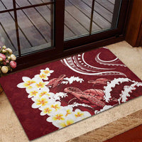Blood Gold Polynesia Rubber Doormat Polynesian Frangipani With Sea Turtles