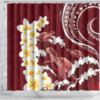 Blood Gold Polynesia Shower Curtain Polynesian Frangipani With Sea Turtles