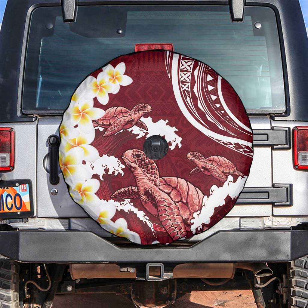 Blood Gold Polynesia Spare Tire Cover Polynesian Frangipani With Sea Turtles