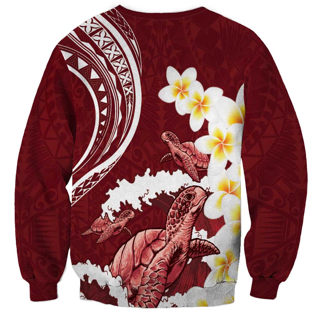Blood Gold Polynesia Sweatshirt Polynesian Frangipani With Sea Turtles