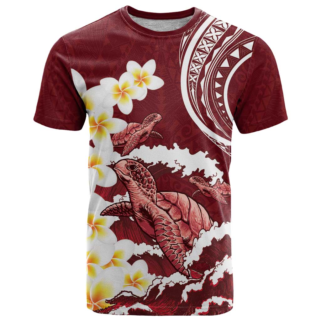 Blood Gold Polynesia T Shirt Polynesian Frangipani With Sea Turtles