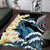 Black Polynesia Area Rug Polynesian Frangipani With Sea Turtles