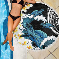 Black Polynesia Beach Blanket Polynesian Frangipani With Sea Turtles