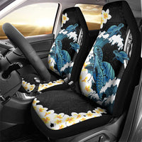 Black Polynesia Car Seat Cover Polynesian Frangipani With Sea Turtles