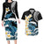 Black Polynesia Couples Matching Long Sleeve Bodycon Dress and Hawaiian Shirt Polynesian Frangipani With Sea Turtles