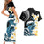 Black Polynesia Couples Matching Short Sleeve Bodycon Dress and Hawaiian Shirt Polynesian Frangipani With Sea Turtles