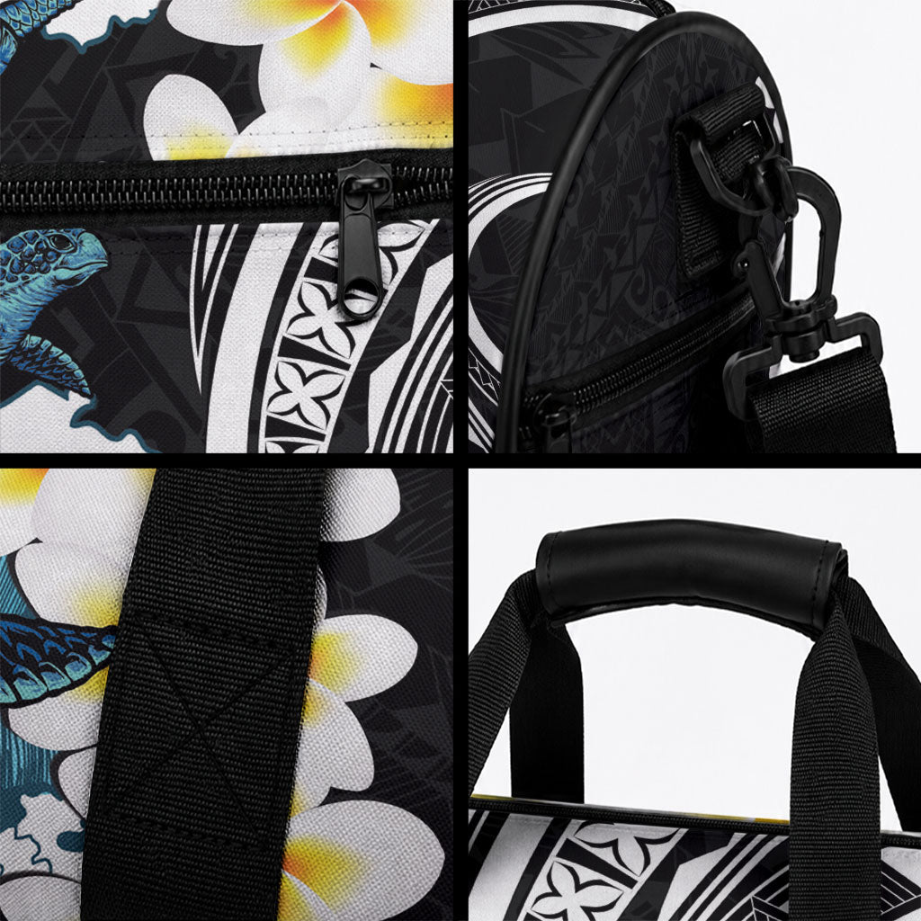 Black Polynesia Duffle Bag Polynesian Frangipani With Sea Turtles LT14 - Polynesian Pride