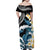 Black Polynesia Family Matching Off Shoulder Maxi Dress and Hawaiian Shirt Polynesian Frangipani With Sea Turtles