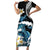 Black Polynesia Family Matching Short Sleeve Bodycon Dress and Hawaiian Shirt Polynesian Frangipani With Sea Turtles