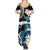 Black Polynesia Family Matching Summer Maxi Dress and Hawaiian Shirt Polynesian Frangipani With Sea Turtles