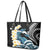 Black Polynesia Leather Tote Bag Polynesian Frangipani With Sea Turtles