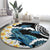 Black Polynesia Round Carpet Polynesian Frangipani With Sea Turtles