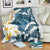 Dark Teal Polynesia Blanket Polynesian Frangipani With Sea Turtles