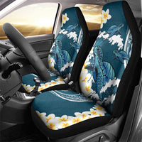 Dark Teal Polynesia Car Seat Cover Polynesian Frangipani With Sea Turtles