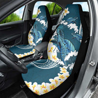 Dark Teal Polynesia Car Seat Cover Polynesian Frangipani With Sea Turtles