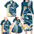 Dark Teal Polynesia Family Matching Long Sleeve Bodycon Dress and Hawaiian Shirt Polynesian Frangipani With Sea Turtles