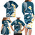 Dark Teal Polynesia Family Matching Long Sleeve Bodycon Dress and Hawaiian Shirt Polynesian Frangipani With Sea Turtles