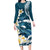 Dark Teal Polynesia Family Matching Long Sleeve Bodycon Dress and Hawaiian Shirt Polynesian Frangipani With Sea Turtles