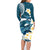 Dark Teal Polynesia Family Matching Long Sleeve Bodycon Dress and Hawaiian Shirt Polynesian Frangipani With Sea Turtles