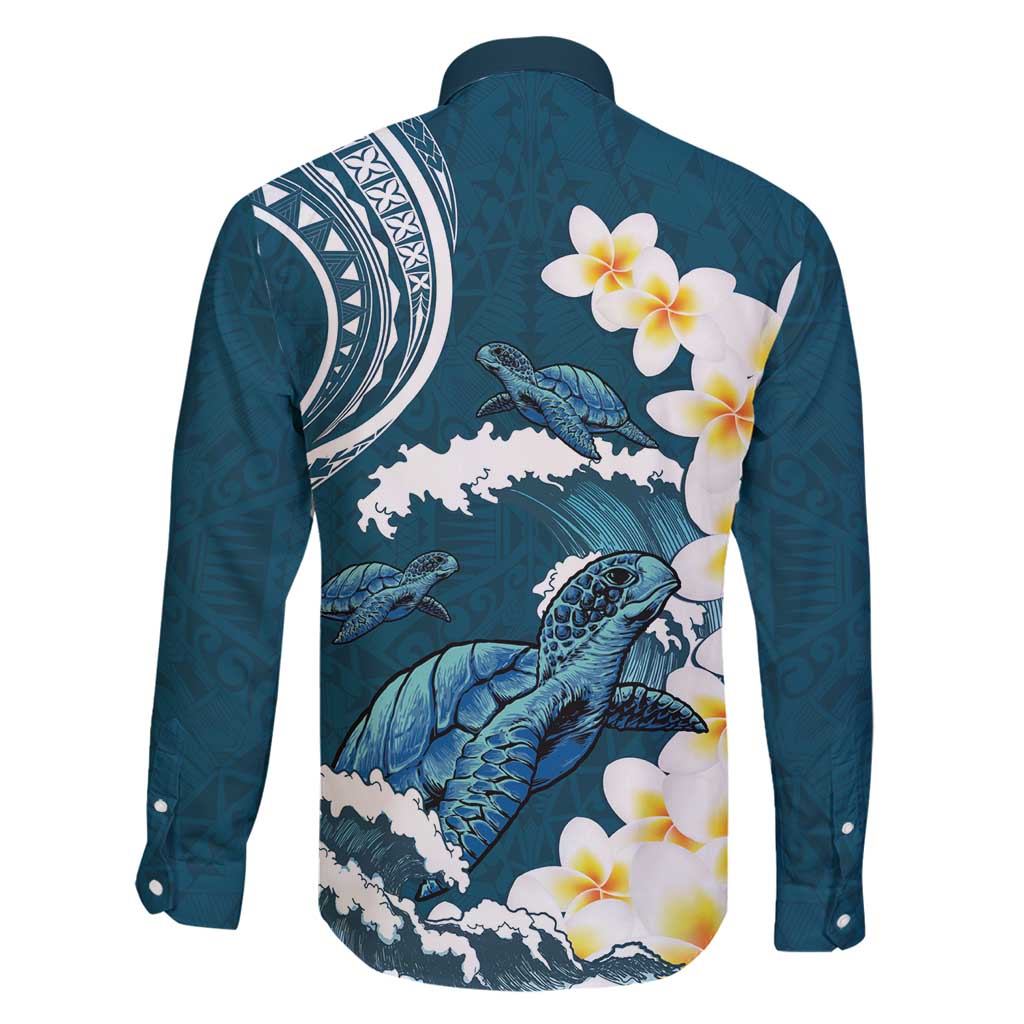Dark Teal Polynesia Family Matching Mermaid Dress and Hawaiian Shirt Polynesian Frangipani With Sea Turtles