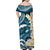 Dark Teal Polynesia Family Matching Off Shoulder Maxi Dress and Hawaiian Shirt Polynesian Frangipani With Sea Turtles