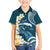 Dark Teal Polynesia Family Matching Puletasi and Hawaiian Shirt Polynesian Frangipani With Sea Turtles