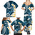 Dark Teal Polynesia Family Matching Summer Maxi Dress and Hawaiian Shirt Polynesian Frangipani With Sea Turtles