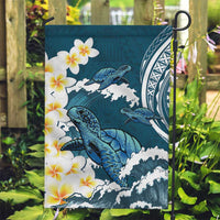 Dark Teal Polynesia Garden Flag Polynesian Frangipani With Sea Turtles LT14 Garden Flag Dark Teal - Polynesian Pride