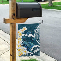 Dark Teal Polynesia Garden Flag Polynesian Frangipani With Sea Turtles LT14 - Polynesian Pride