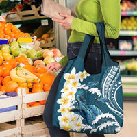 Dark Teal Polynesia Grocery Bag Polynesian Frangipani With Sea Turtles LT14 - Polynesian Pride