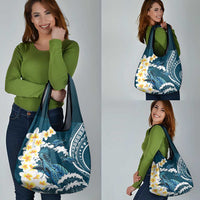 Dark Teal Polynesia Grocery Bag Polynesian Frangipani With Sea Turtles LT14 - Polynesian Pride