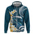 Dark Teal Polynesia Hoodie Polynesian Frangipani With Sea Turtles