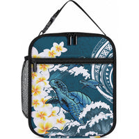 Dark Teal Polynesia Lunch Bag Polynesian Frangipani With Sea Turtles LT14 10.2 × 8.3 × 4.3 inch Dark Teal - Polynesian Pride