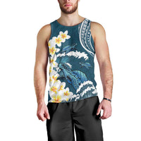 Dark Teal Polynesia Men Tank Top Polynesian Frangipani With Sea Turtles LT14 - Polynesian Pride