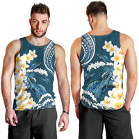 Dark Teal Polynesia Men Tank Top Polynesian Frangipani With Sea Turtles LT14 - Polynesian Pride
