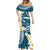 Dark Teal Polynesia Mermaid Dress Polynesian Frangipani With Sea Turtles