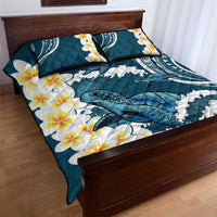 Dark Teal Polynesia Quilt Bed Set Polynesian Frangipani With Sea Turtles LT14 - Polynesian Pride