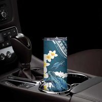 Dark Teal Polynesia Skinny Tumbler Polynesian Frangipani With Sea Turtles