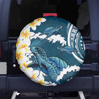 Dark Teal Polynesia Spare Tire Cover Polynesian Frangipani With Sea Turtles LT14 - Polynesian Pride