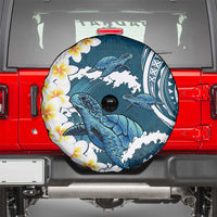 Dark Teal Polynesia Spare Tire Cover Polynesian Frangipani With Sea Turtles LT14 - Polynesian Pride