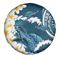 Dark Teal Polynesia Spare Tire Cover Polynesian Frangipani With Sea Turtles LT14 - Polynesian Pride
