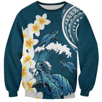 Dark Teal Polynesia Sweatshirt Polynesian Frangipani With Sea Turtles LT14 Unisex Dark Teal - Polynesian Pride