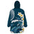 Dark Teal Polynesia Wearable Blanket Hoodie Polynesian Frangipani With Sea Turtles