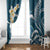 Dark Teal Polynesia Window Curtain Polynesian Frangipani With Sea Turtles