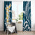 Dark Teal Polynesia Window Curtain Polynesian Frangipani With Sea Turtles