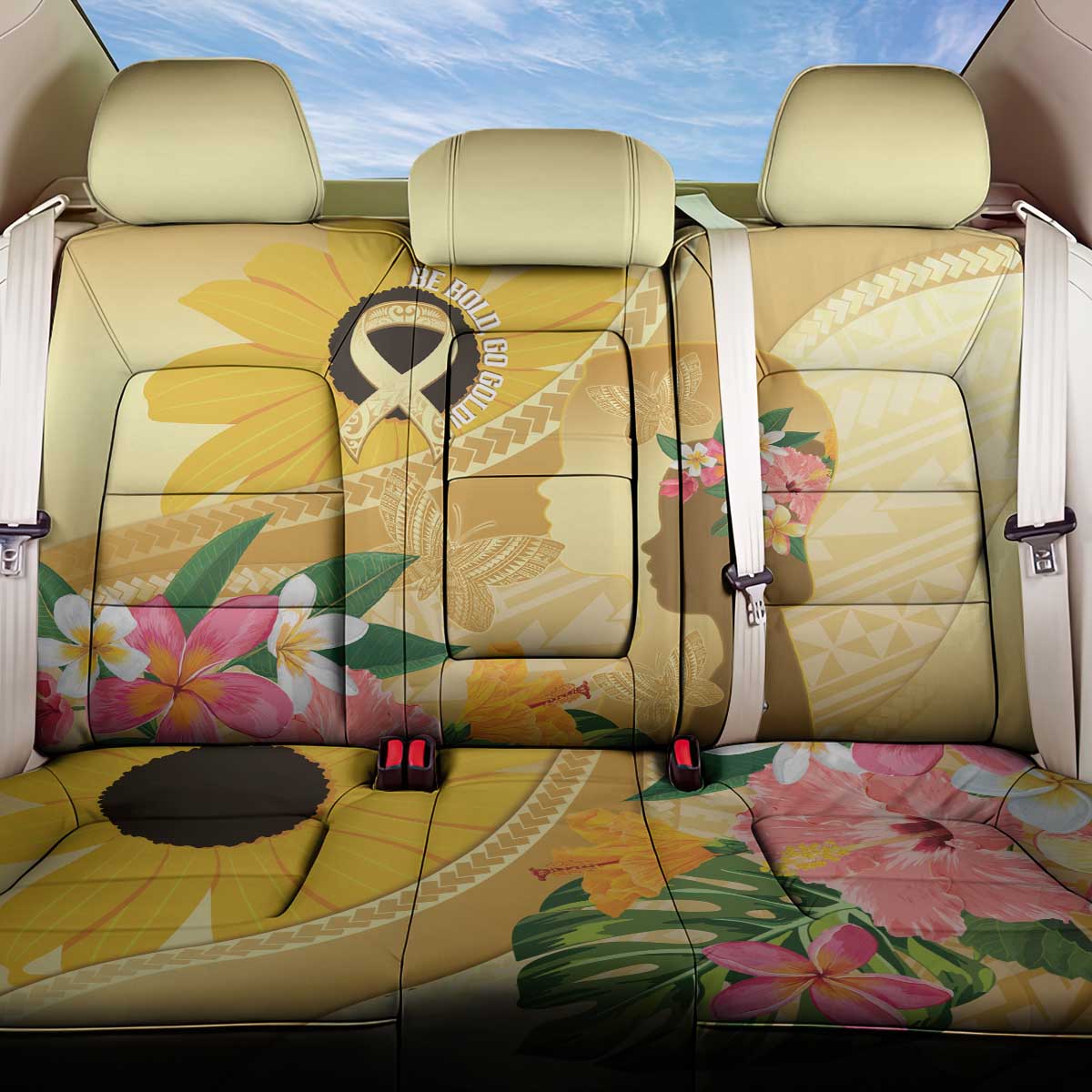 Polynesia Childhood Cancer Awareness Back Car Seat Cover Be Bold Go Gold Polynesian Art