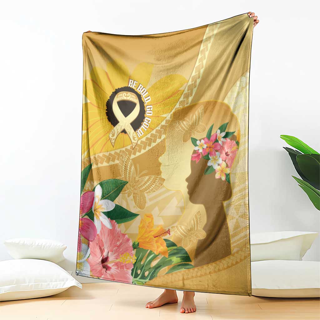 Polynesia Childhood Cancer Awareness Blanket Be Bold Go Gold Polynesian Art LT14 - Polynesian Pride