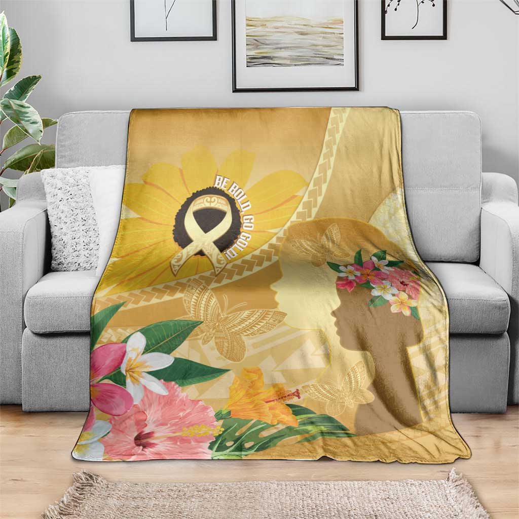 Polynesia Childhood Cancer Awareness Blanket Be Bold Go Gold Polynesian Art LT14 - Polynesian Pride