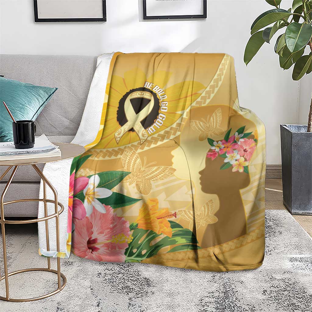 Polynesia Childhood Cancer Awareness Blanket Be Bold Go Gold Polynesian Art LT14 - Polynesian Pride