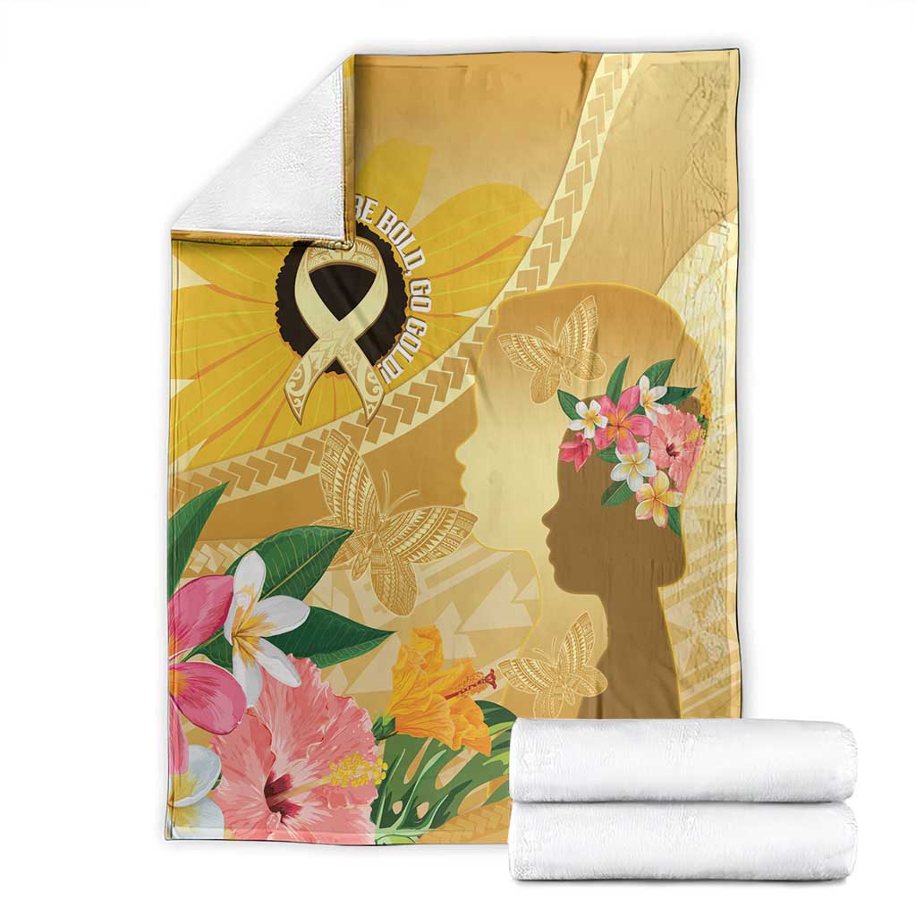 Polynesia Childhood Cancer Awareness Blanket Be Bold Go Gold Polynesian Art LT14 - Polynesian Pride